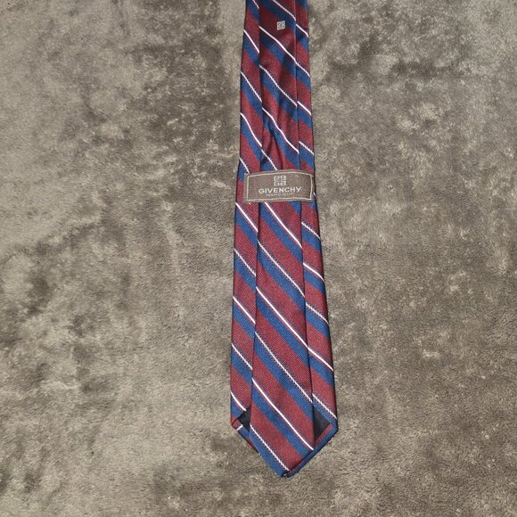Givenchy Signature Collection Tie Red Navy Stripe Career Formal - Picture 4 of 11